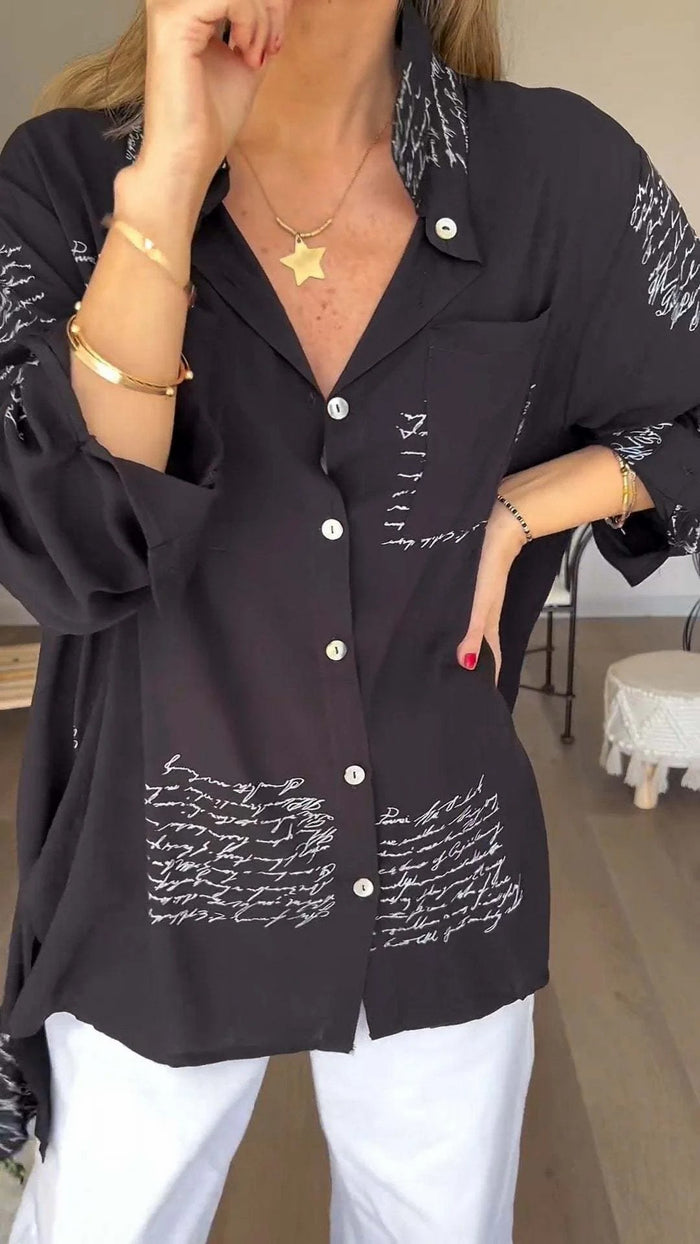 Camisa con puños con estampado de letras de moda