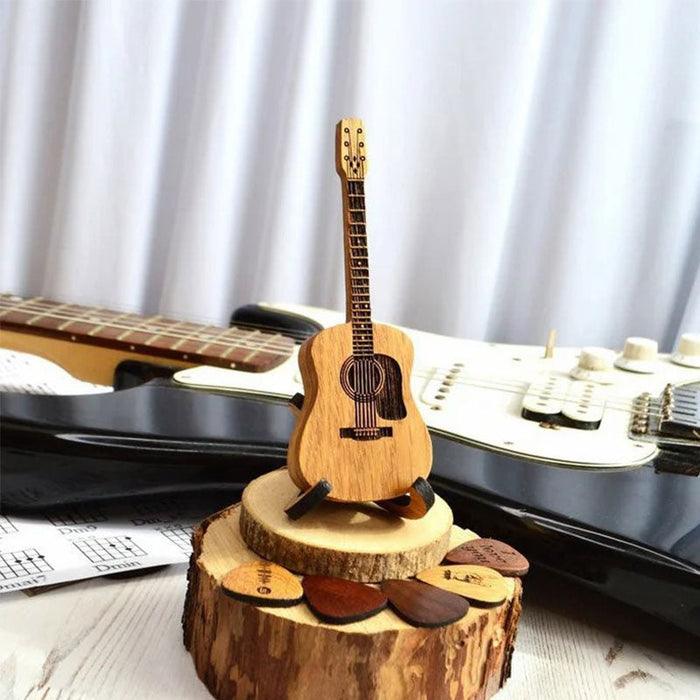 Caja de madera para púas de guitarra acústica