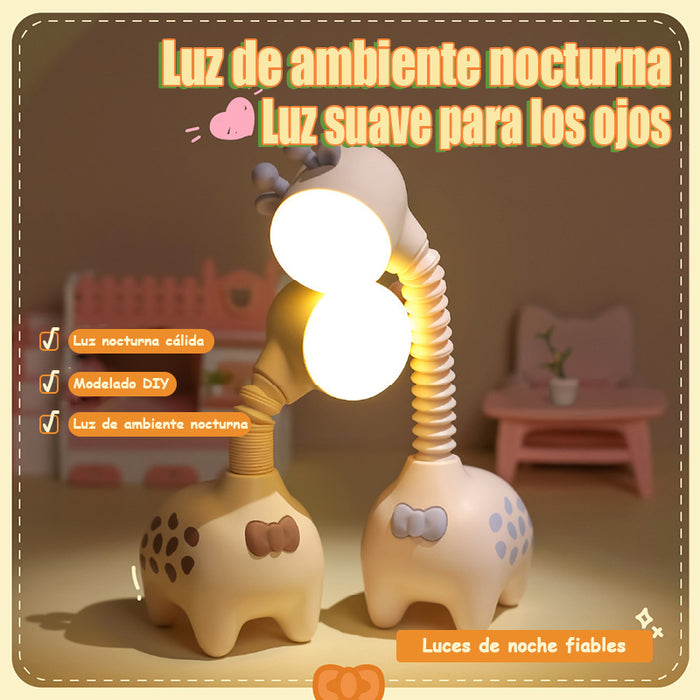 (Recargable, retráctil) Luz nocturna LED creativa con protección para los ojos en forma de jirafa