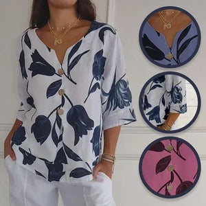 Top tipo túnica con cuello en V estampado