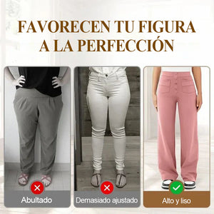 Pantalones elásticos casuales de cintura alta para mujer