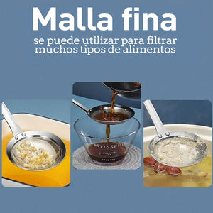 Colador de malla fina de acero inoxidable