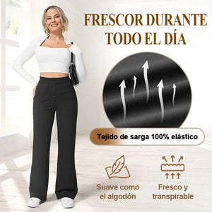 Pantalones elásticos casuales de cintura alta para mujer