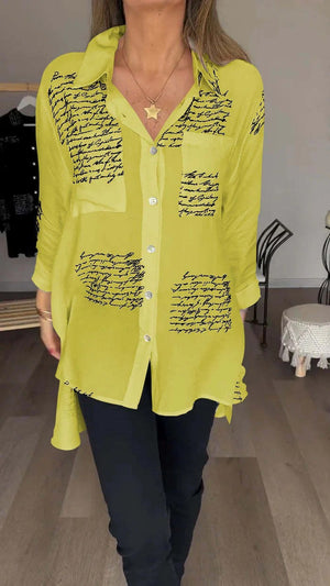 Camisa con puños con estampado de letras de moda