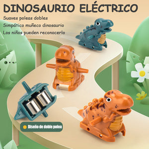 Rompecabezas de ensamblaje de dinosaurios, divertido coche de juguete con pista deslizante eléctrica