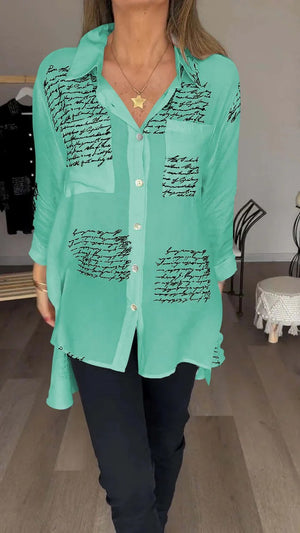 Camisa con puños con estampado de letras de moda