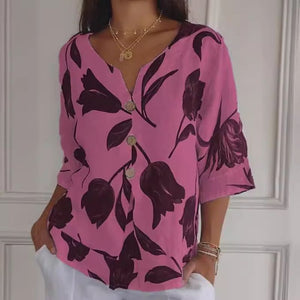 Top tipo túnica con cuello en V estampado