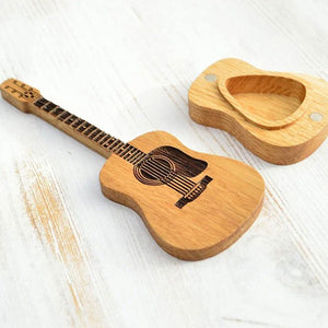 Caja de madera para púas de guitarra acústica