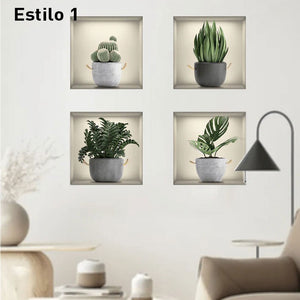 Vinilos decorativos de plantas 3D autoadhesivos