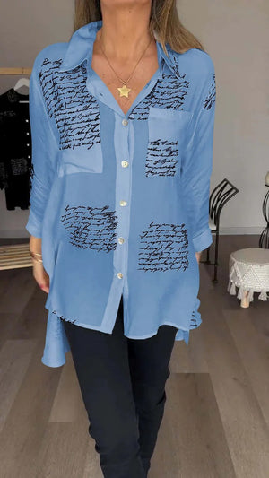 Camisa con puños con estampado de letras de moda