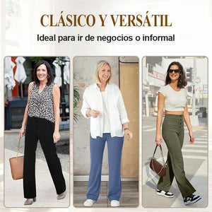 Pantalones elásticos casuales de cintura alta para mujer