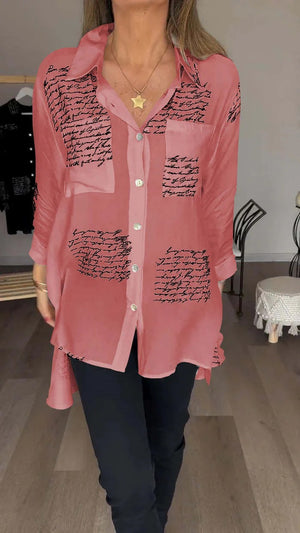 Camisa con puños con estampado de letras de moda