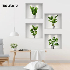 Vinilos decorativos de plantas 3D autoadhesivos