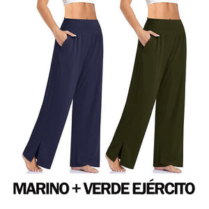 Pantalones deportivos de yoga de pierna ancha con bolsillos