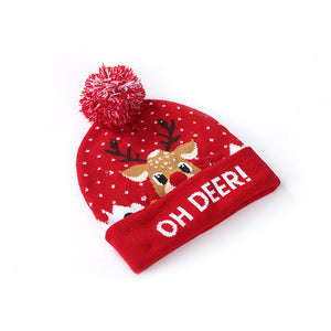 Elegante gorro navideño de punto con luz LED