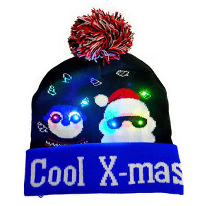 Elegante gorro navideño de punto con luz LED