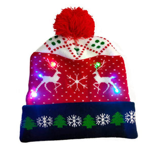 Elegante gorro navideño de punto con luz LED