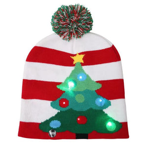 Elegante gorro navideño de punto con luz LED