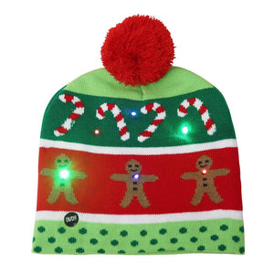 Elegante gorro navideño de punto con luz LED