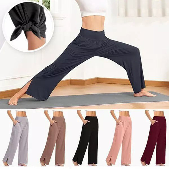 Pantalones deportivos de yoga de pierna ancha con bolsillos