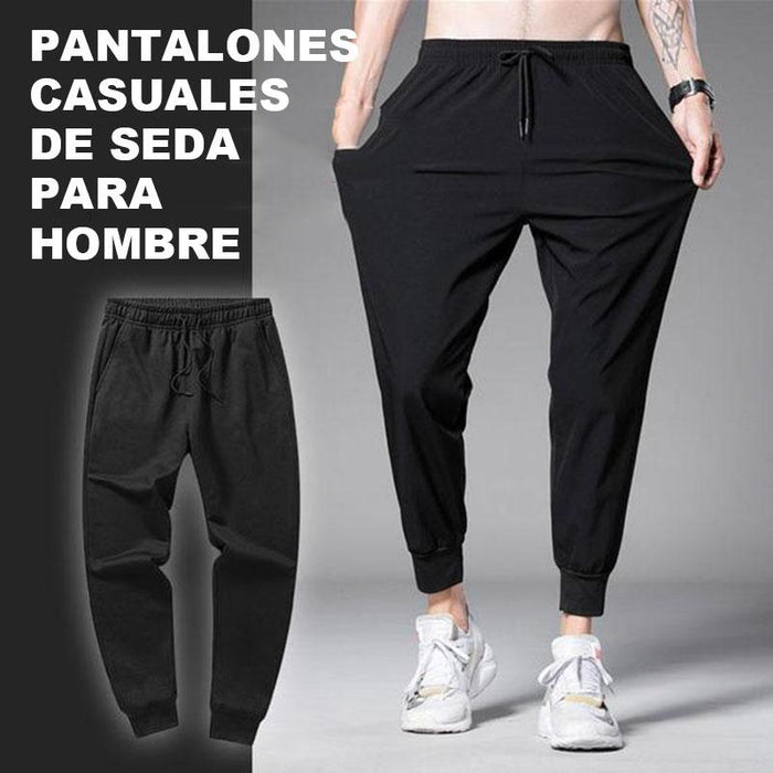 Pantalones casuales de seda para hombre