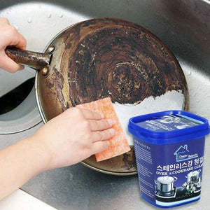 Potente pasta limpiadora para utensilios de cocina de acero inoxidable