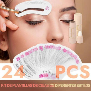 Kit de sellos para cejas con 24 pegatinas para cejas de diferentes estilos