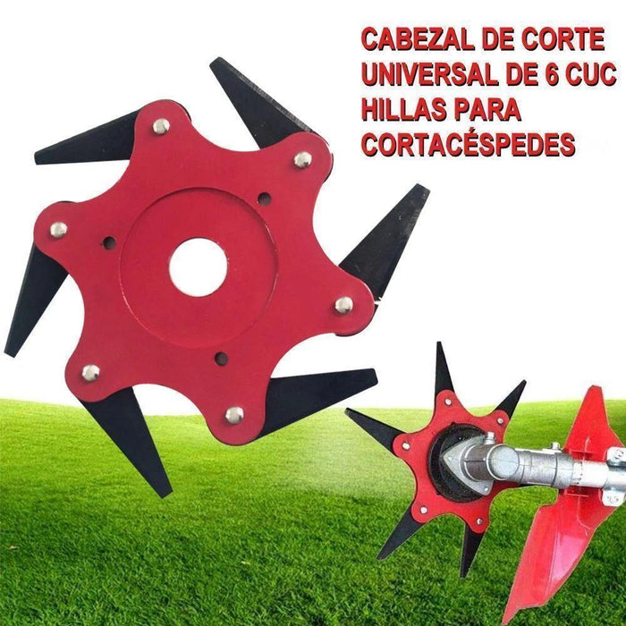 Cabezal de Corte Universal de 6 Cuchillas para Cortacéspedes