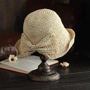 Sombrero de Paja Plegable con Lazo