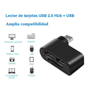Concentrador USB giratorio 4 en 1