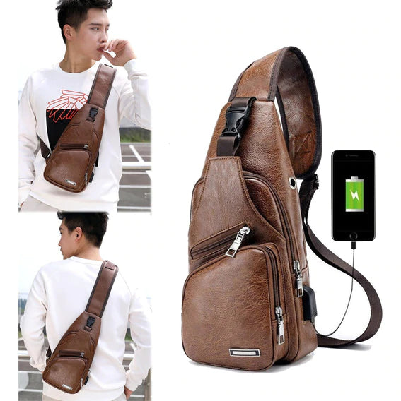 Bolso de hombro de hombre con Puerto USB