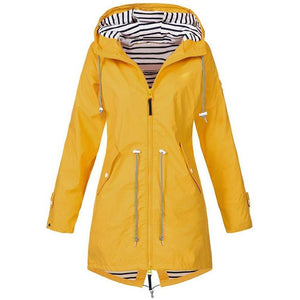 Chaqueta Impermeable con Capucha Plegable para Mujer