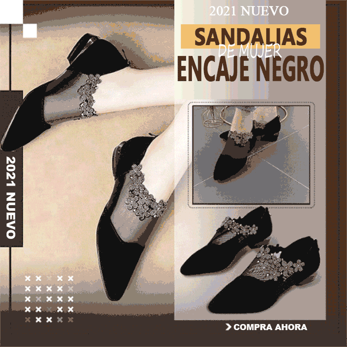 Sandalias de encaje negras para mujer