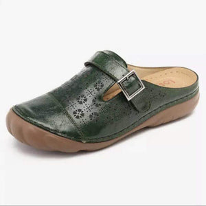 Zapatos vintage de punta redonda con fondo plano