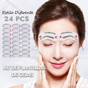 Kit de sellos para cejas con 24 pegatinas para cejas de diferentes estilos