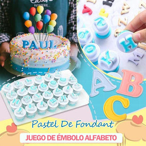 Juego de émbolos de alfabeto de pastel de fondant