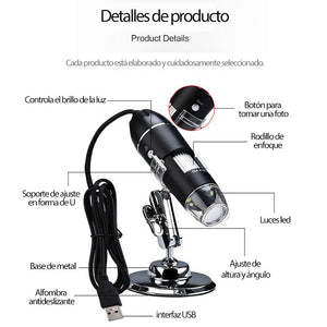 Lupa digital de longitud focal variable con soporte