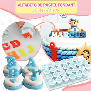 Juego de émbolos de alfabeto de pastel de fondant