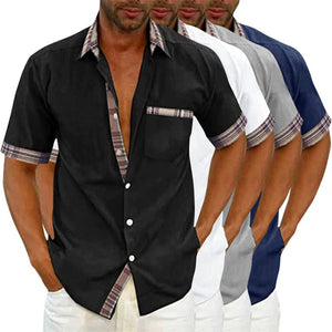 Camisa casual con cuello a cuadros para hombre