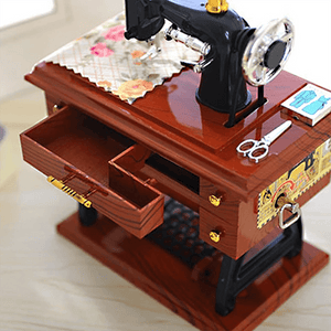 Mini Máquina de Coser de Madera, Caja de música