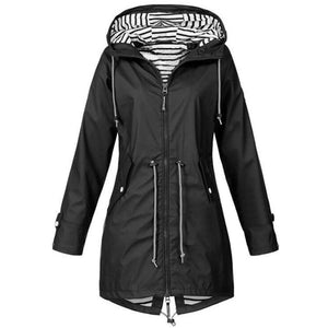 Chaqueta Impermeable con Capucha Plegable para Mujer