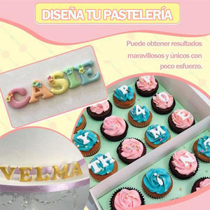 Juego de émbolos de alfabeto de pastel de fondant