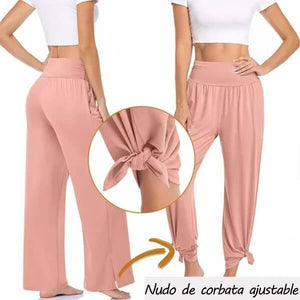 Pantalones deportivos de yoga de pierna ancha con bolsillos