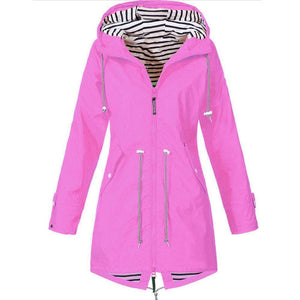 Chaqueta Impermeable con Capucha Plegable para Mujer