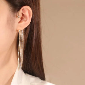 Aretes con borlas de diamantes (con paquete de regalo)