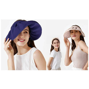 Visera Enrollable para Mujer Protección UV Sombreros de Playa de Verano Plegables de Ala Ancha