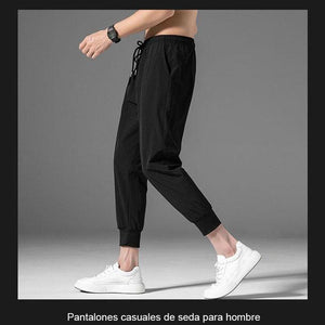 Pantalones casuales de seda para hombre