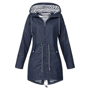 Chaqueta Impermeable con Capucha Plegable para Mujer