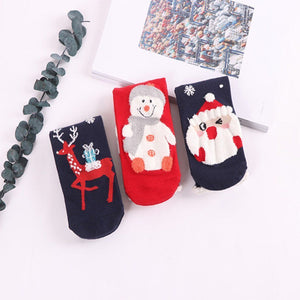 Calcetines Navideños con Motivo de Dibujos Animados 3 pares