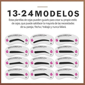 Kit de sellos para cejas con 24 pegatinas para cejas de diferentes estilos